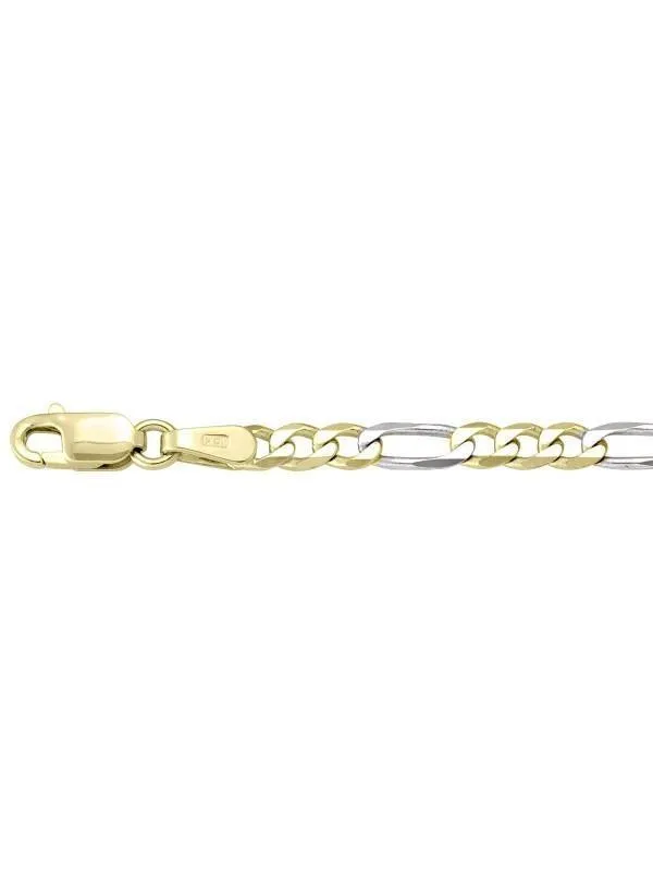 10k, 14k Two Tone Figaro Link 3.1 mm Italian Gold Bracelet