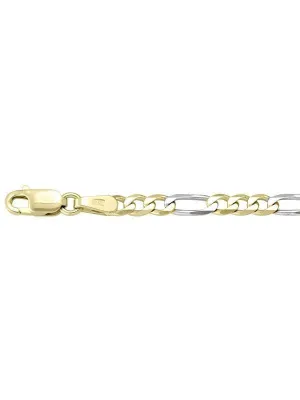 10k, 14k Two Tone Figaro Link 3.1 mm Italian Gold Bracelet