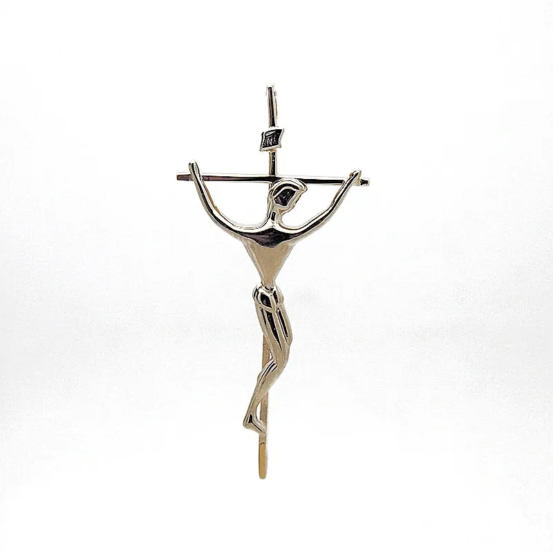 14k Two Tone Gold Crucifix Pendant