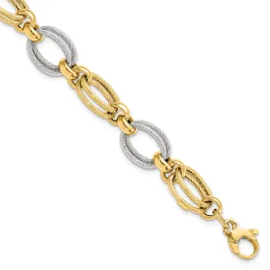 14k Two Tone Gold Fancy Link Bracelet