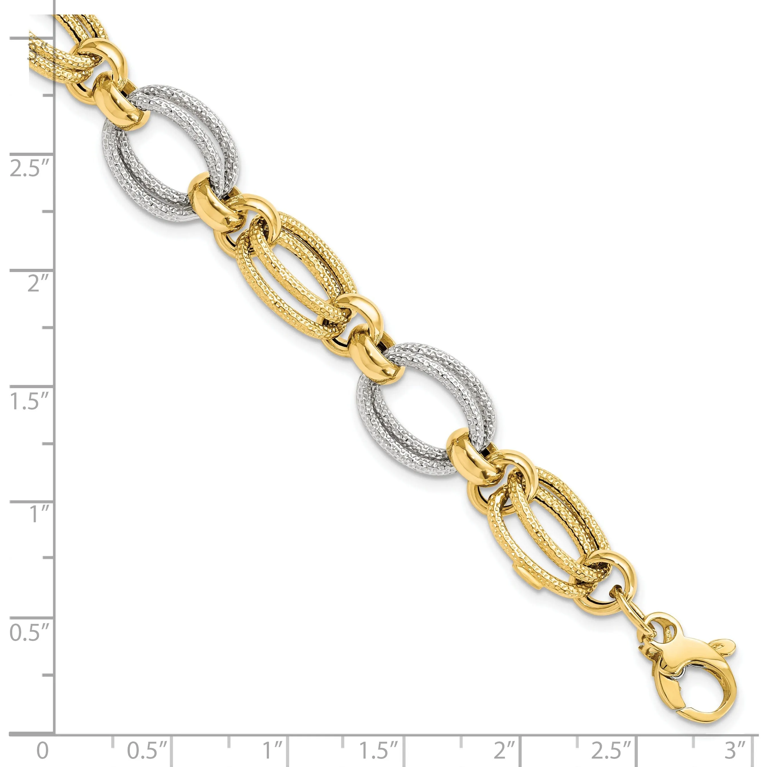 14k Two Tone Gold Fancy Link Bracelet