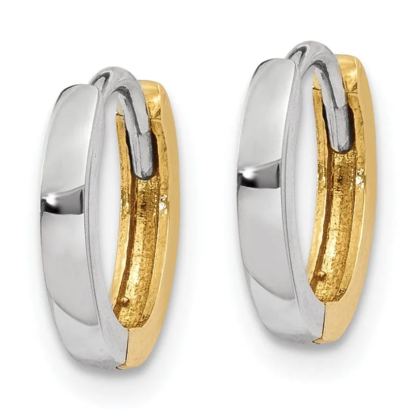 14k Two-tone Polished Small Hoop Earrings