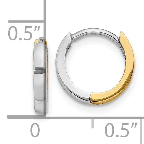 14k Two-tone Polished Small Hoop Earrings