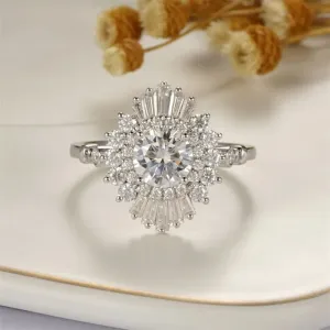 14k White Gold 1.0 Ct Diamond Vintage Baguette Engagement Ring