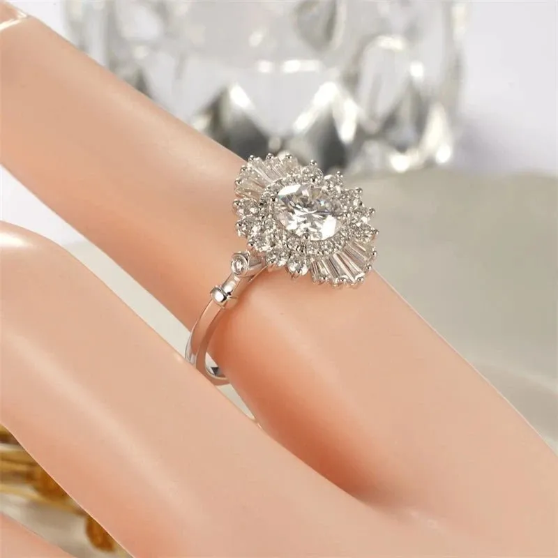 14k White Gold 1.0 Ct Diamond Vintage Baguette Engagement Ring