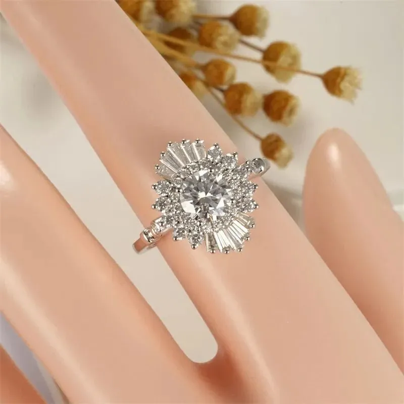 14k White Gold 1.0 Ct Diamond Vintage Baguette Engagement Ring