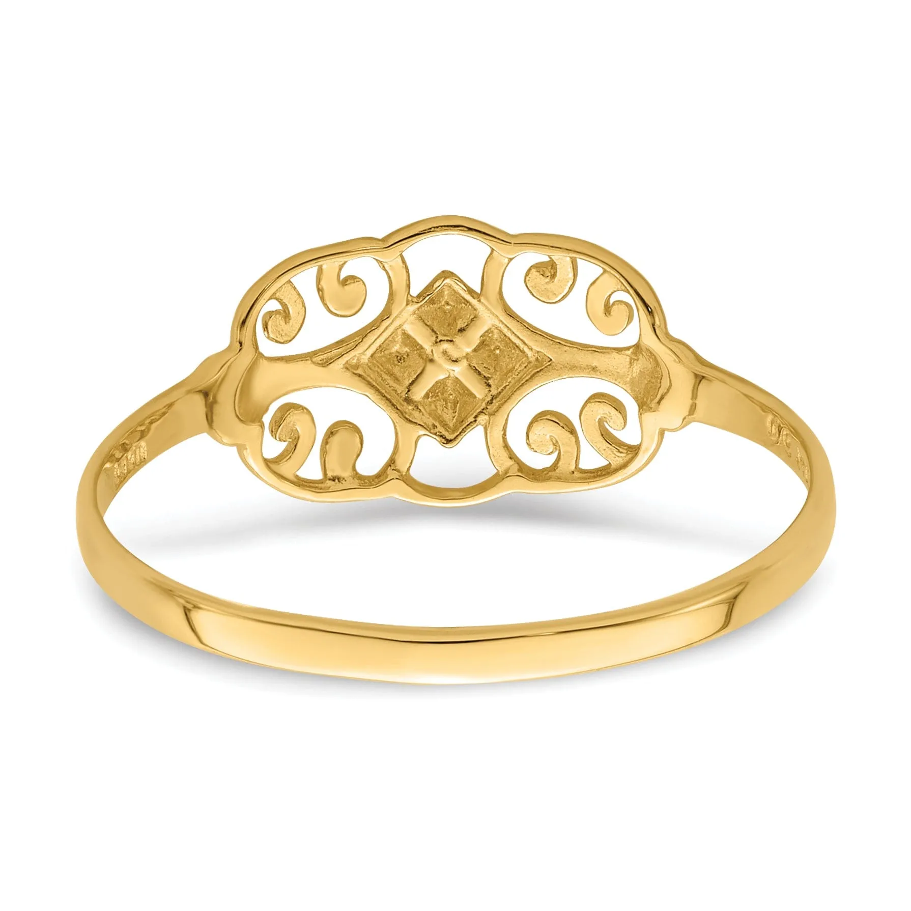 14k Yellow Gold Rhodium Filigree Ring