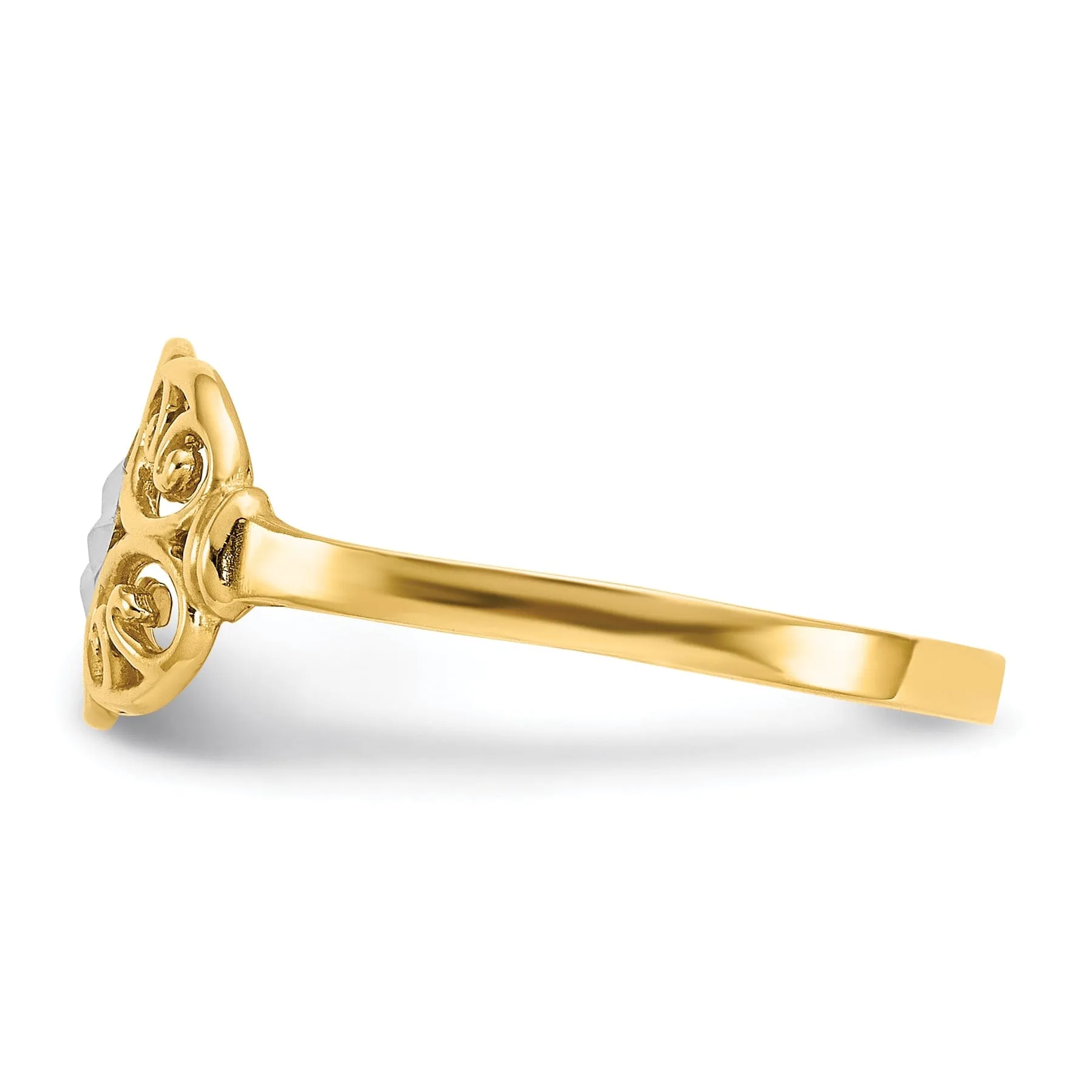 14k Yellow Gold Rhodium Filigree Ring