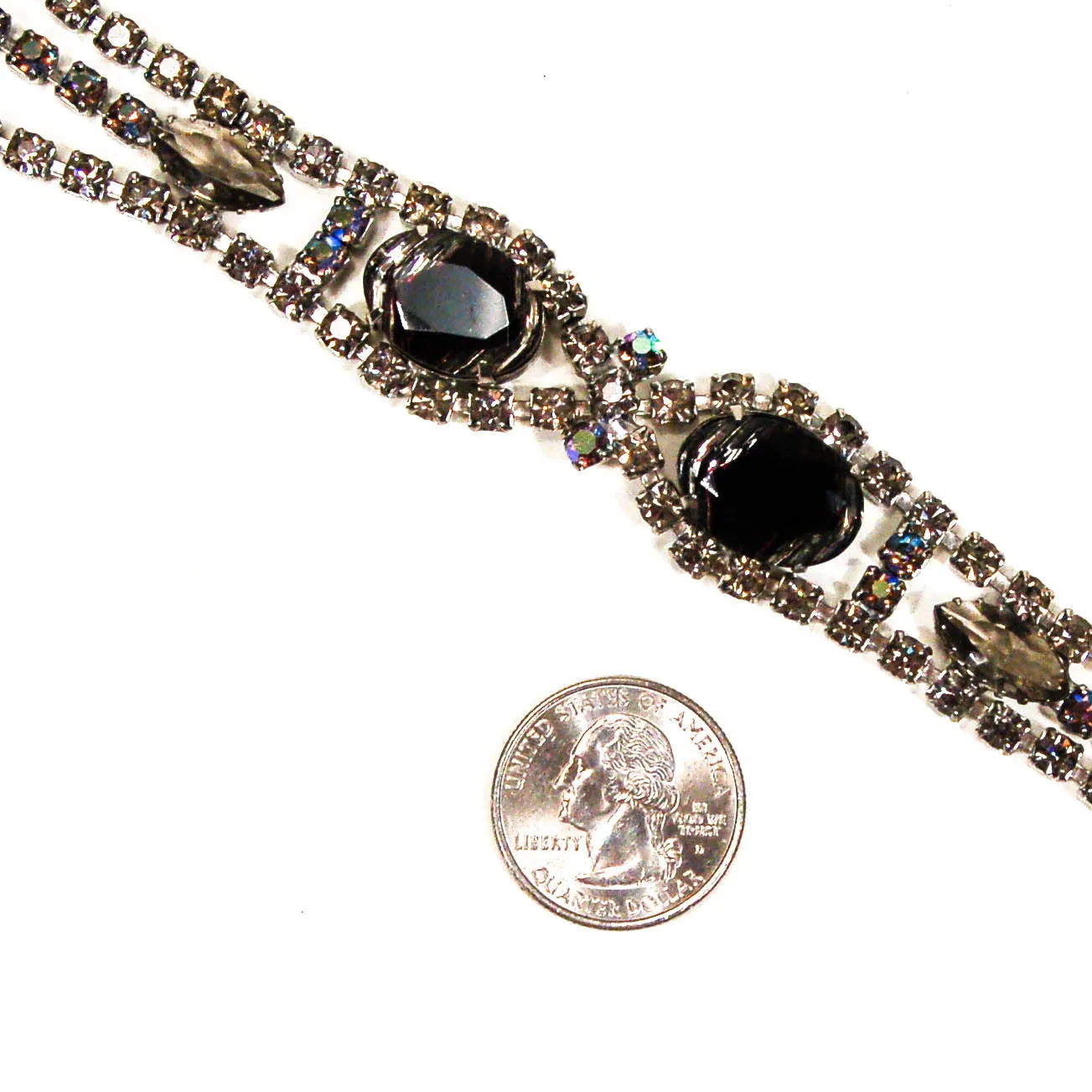 1960s Iris Glass Rhinestone Bracelet