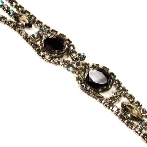 1960s Iris Glass Rhinestone Bracelet
