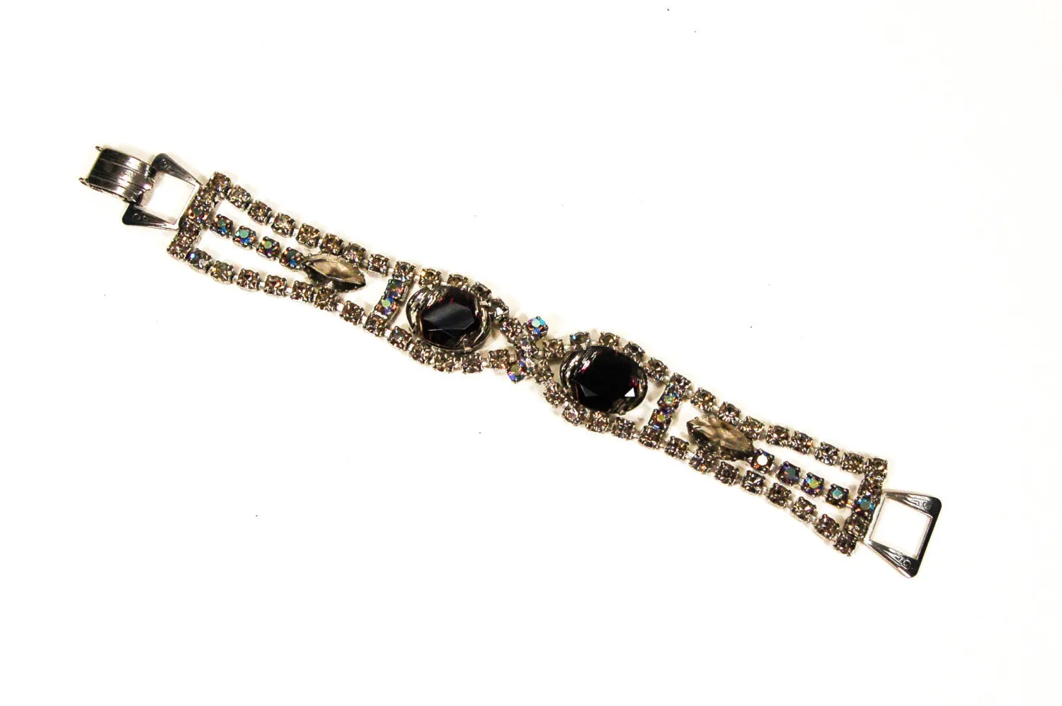 1960s Iris Glass Rhinestone Bracelet