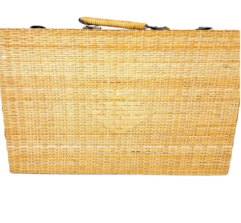 1960's Vintage Wicker Backgammon Travel Set
