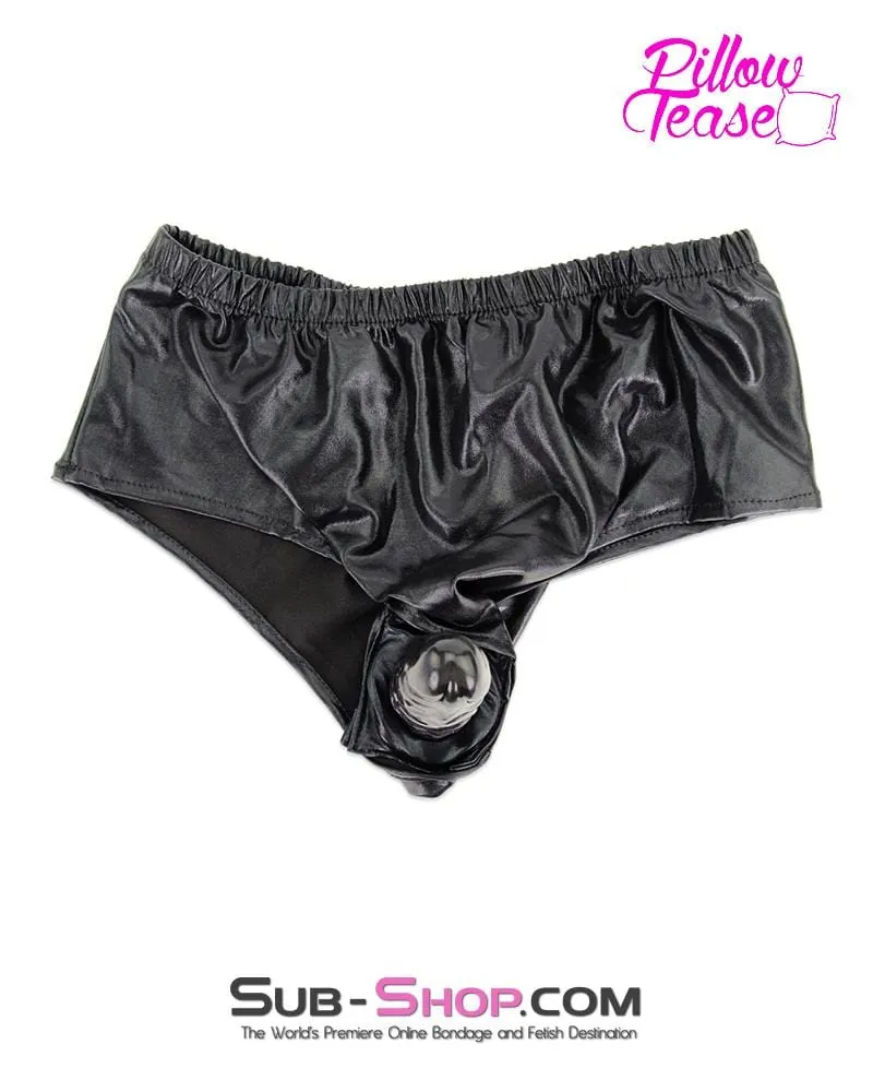 2744MQ-SIS      Pretty Sissy Boi Mistress Sessions Black 4-Way Stretch PVC Dildo Panty