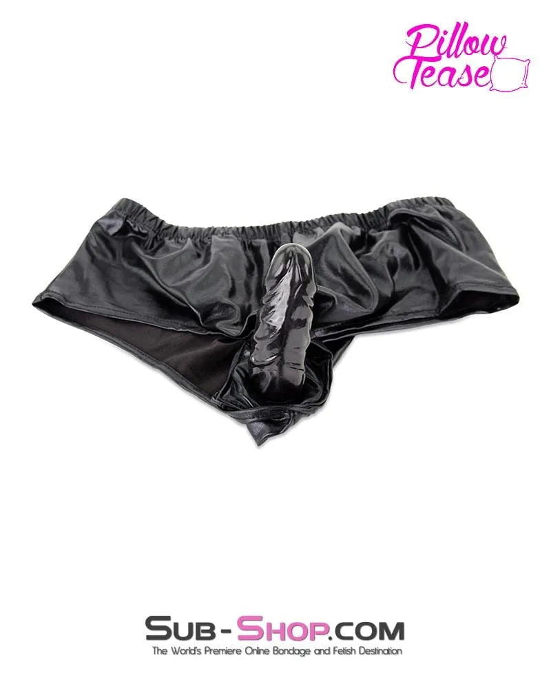 2744MQ-SIS      Pretty Sissy Boi Mistress Sessions Black 4-Way Stretch PVC Dildo Panty