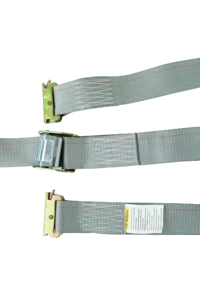 2" x 16' Grey Interior Van Strap Cam Buckle Assembly with E-Track Fitting | Pack of 8