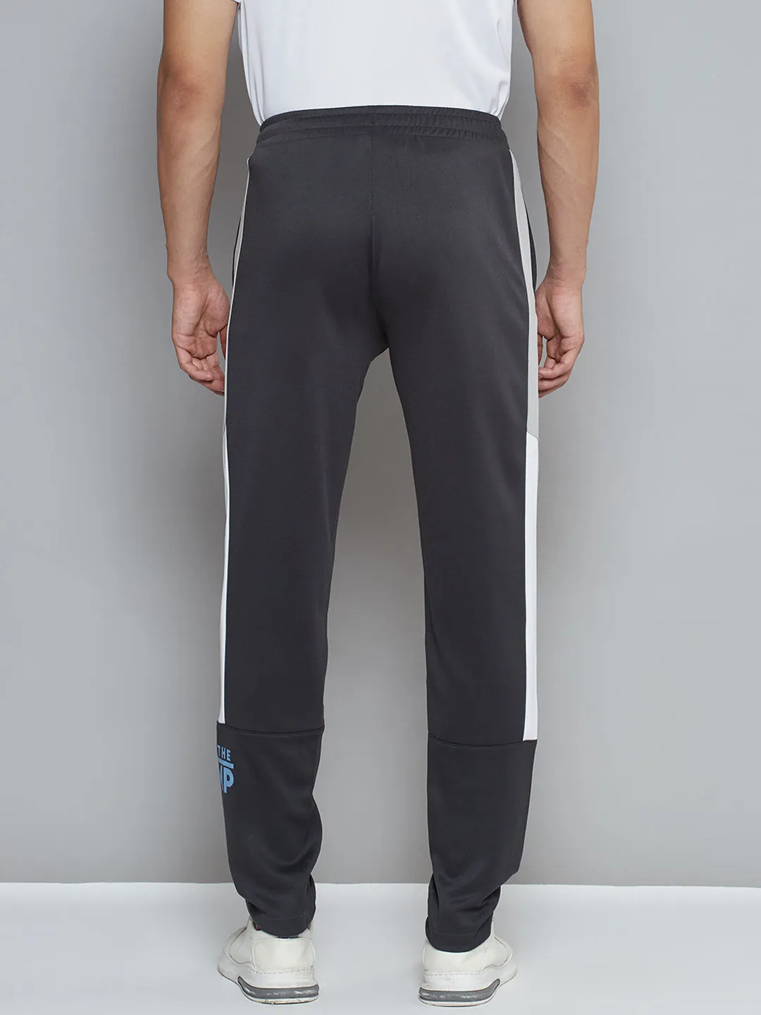 Alcis Men Charcoal Grey Typography Print Slim Fit Running Track Pants