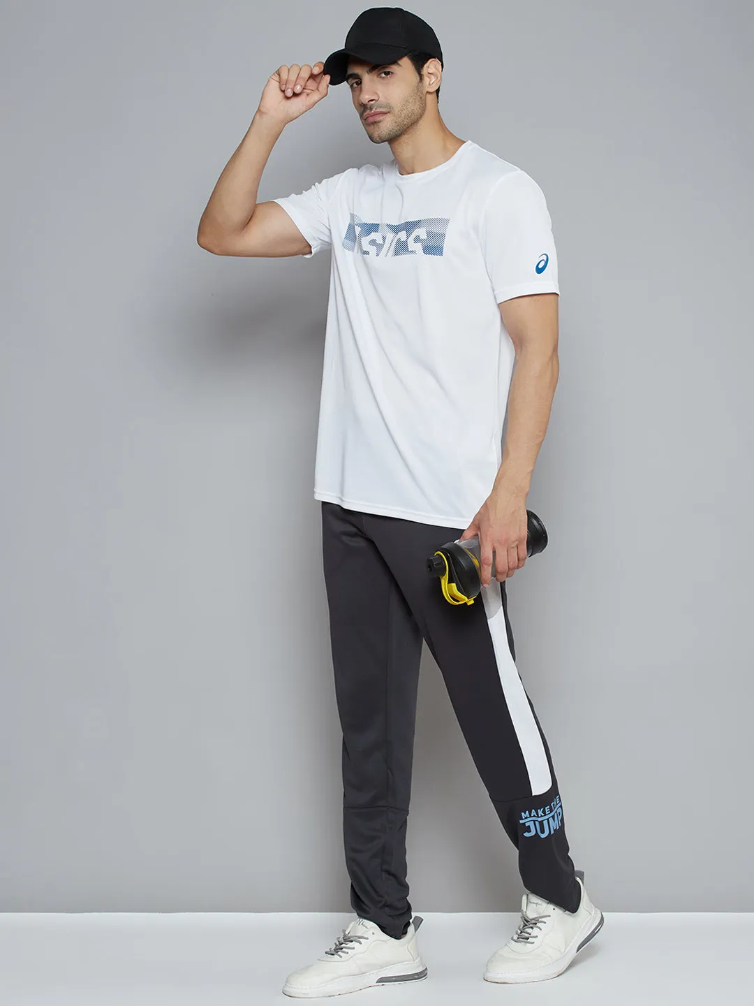 Alcis Men Charcoal Grey Typography Print Slim Fit Running Track Pants