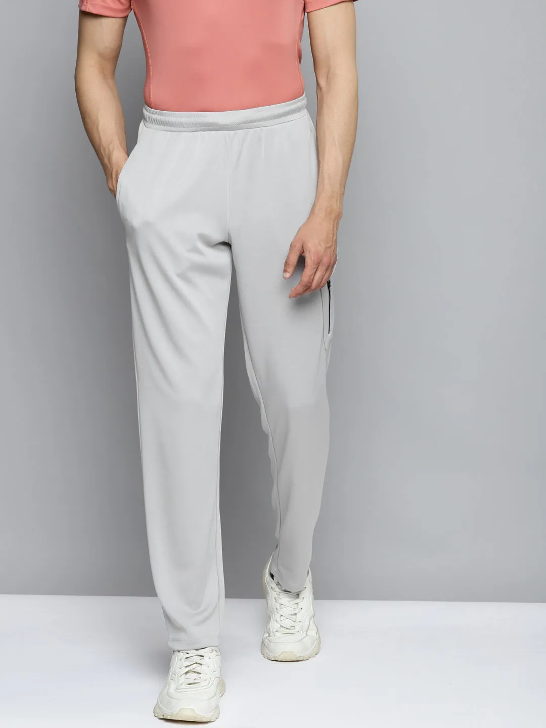 Alcis Men Grey Solid Slim Fit Running Track Pants