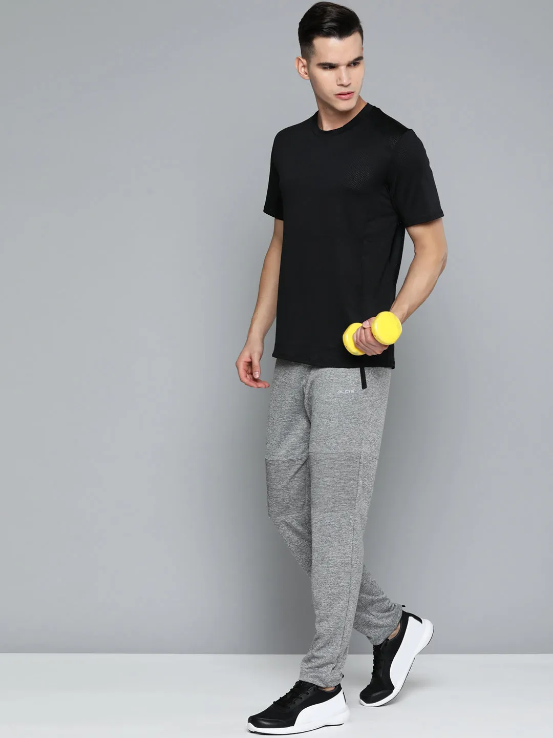 Alcis Men Grey Solid Slim Fit Track Pants