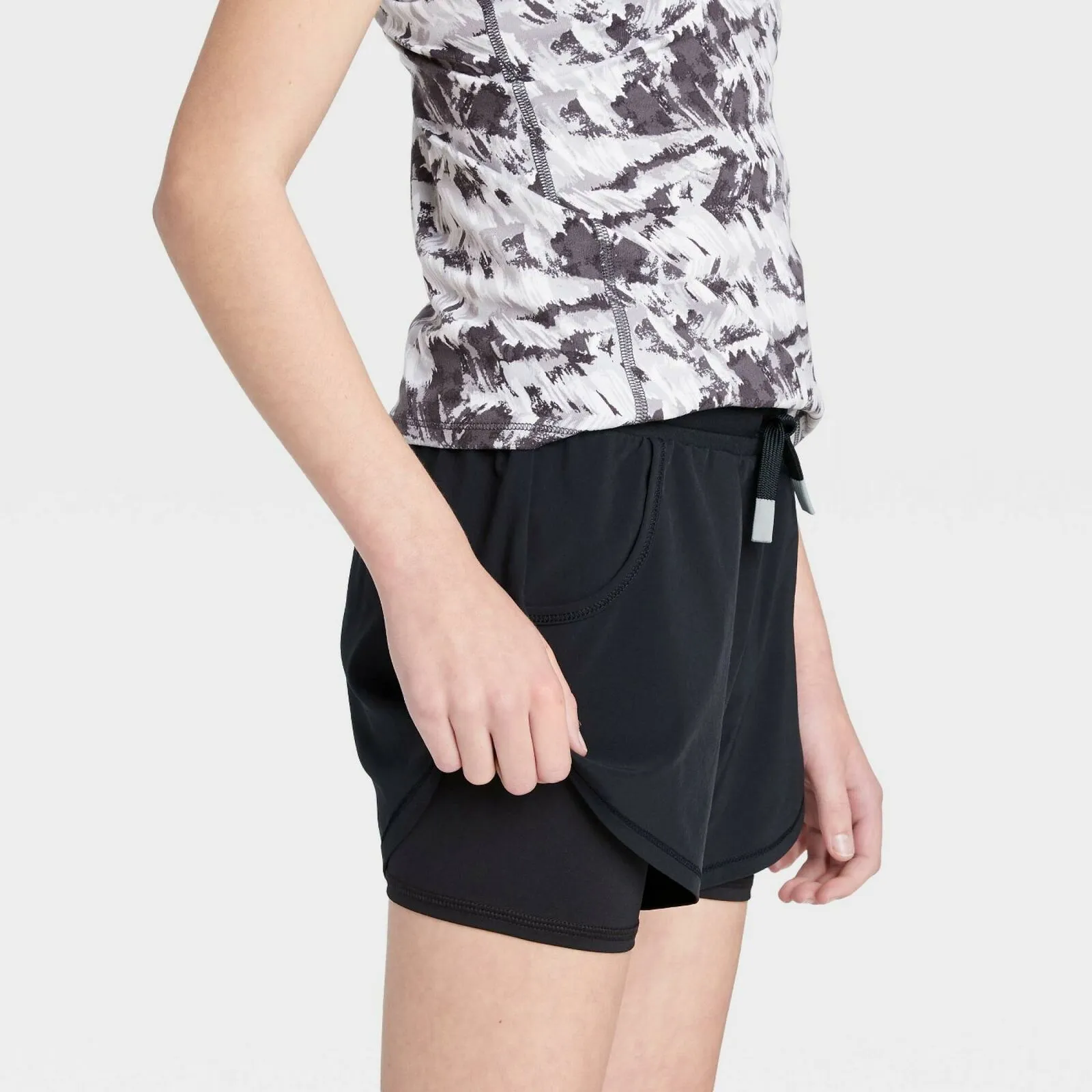 All In Motion Girls Double Layer Running Shorts