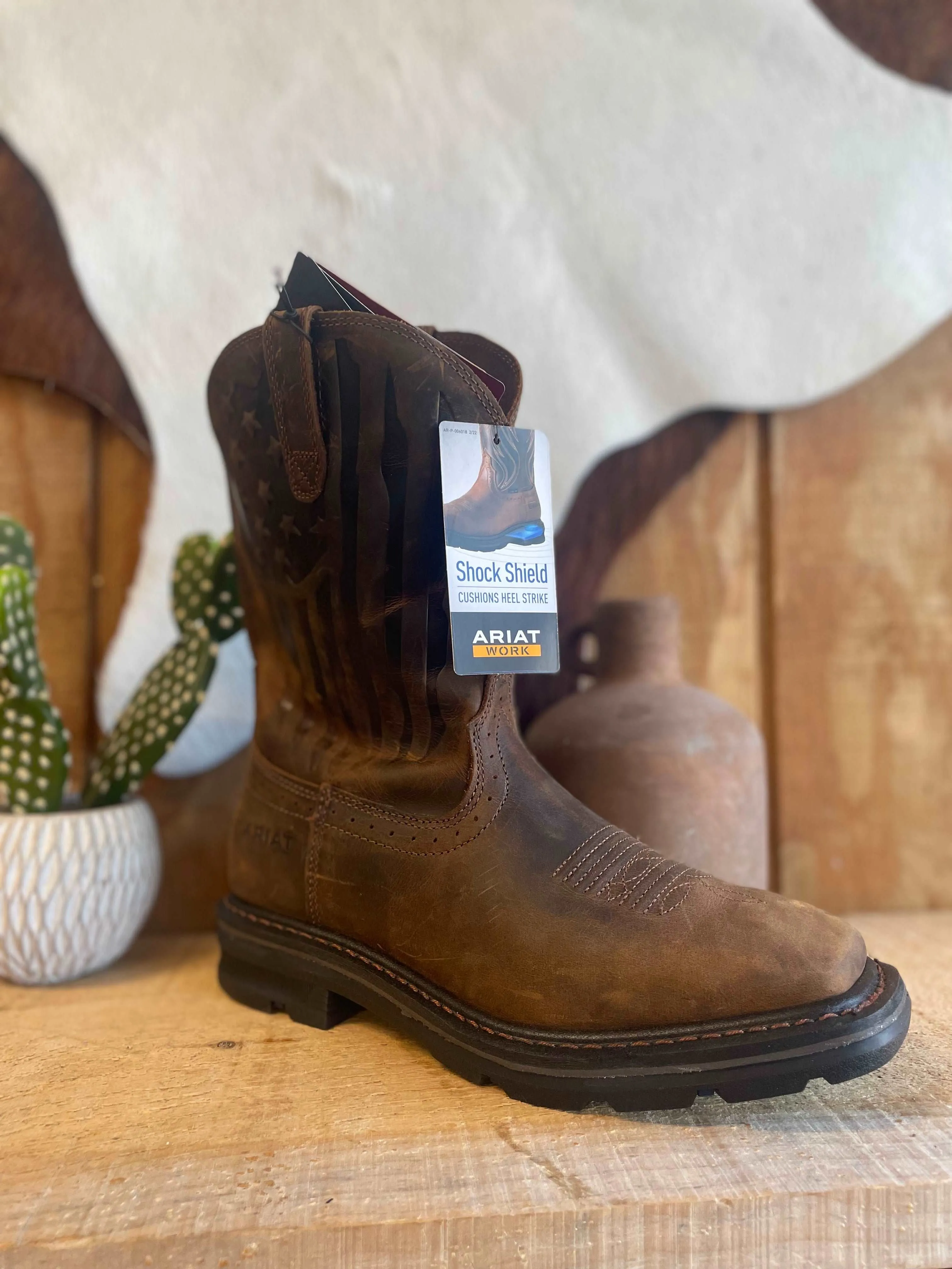 Ariat Men's Sierra Shock Shield Western Boot in Patriotic Brown