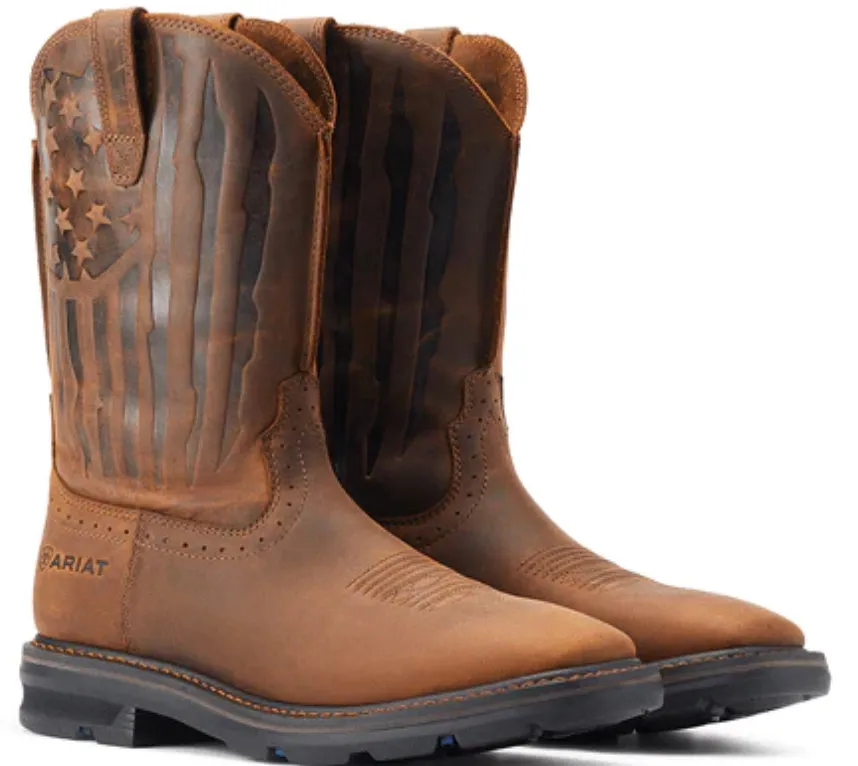Ariat Men's Sierra Shock Shield Western Boot in Patriotic Brown