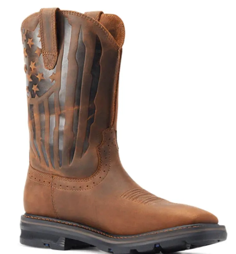 Ariat Men's Sierra Shock Shield Western Boot in Patriotic Brown
