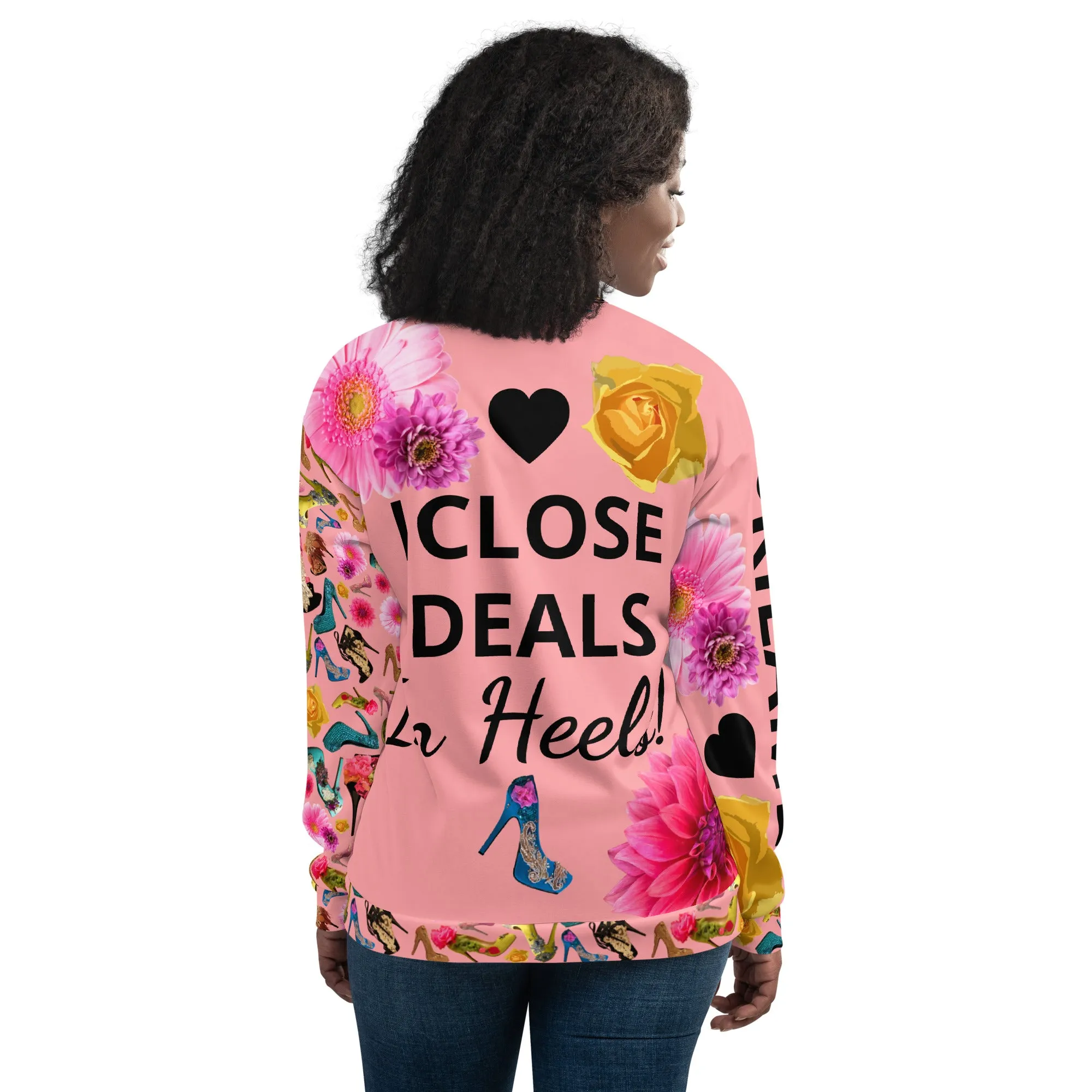 Bomber Jacket 'I close deals in heels'