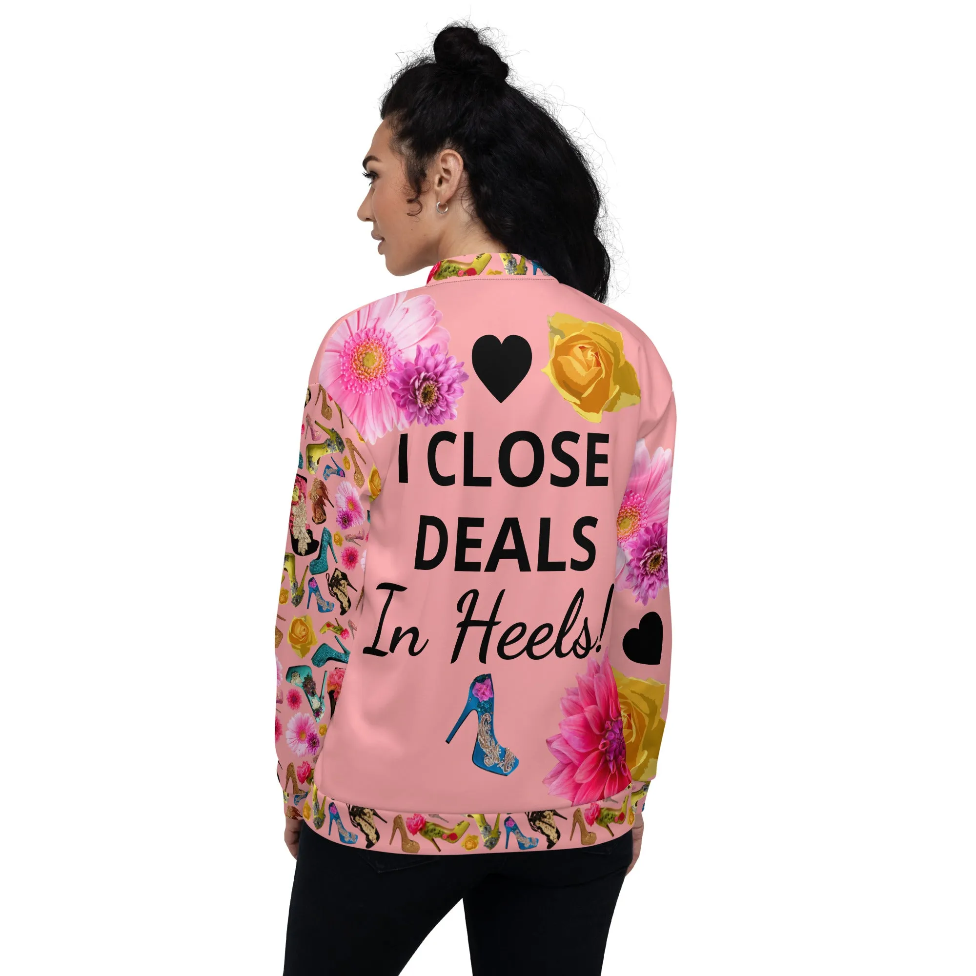 Bomber Jacket 'I close deals in heels'