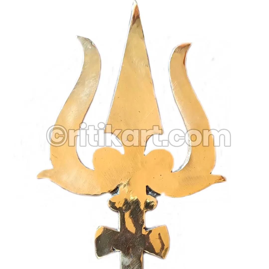 Brass Handcrafted Heavy Mandir Sikhar Trishul.