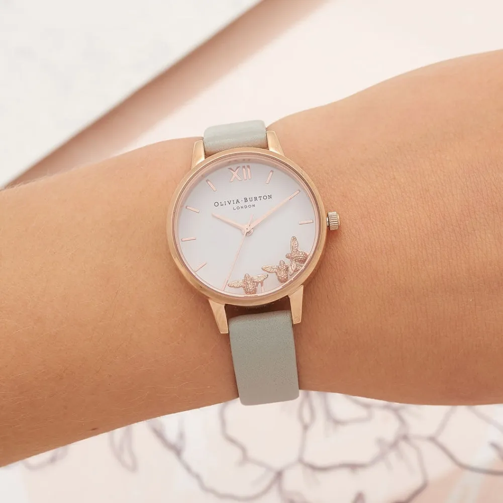 Busy Bees Grey and Rose Gold Watch