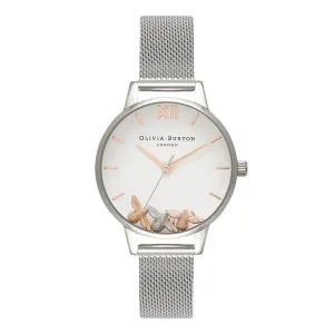 Busy Bees Midi Dial Rose Gold and Silver Mesh Watch
