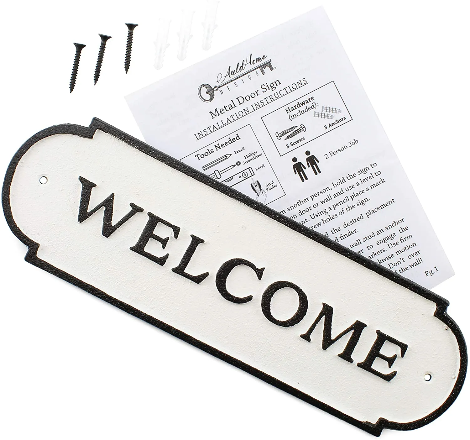 Cast Iron Welcome Sign; Rustic Farmhouse Metal Plaque (Case of 12)