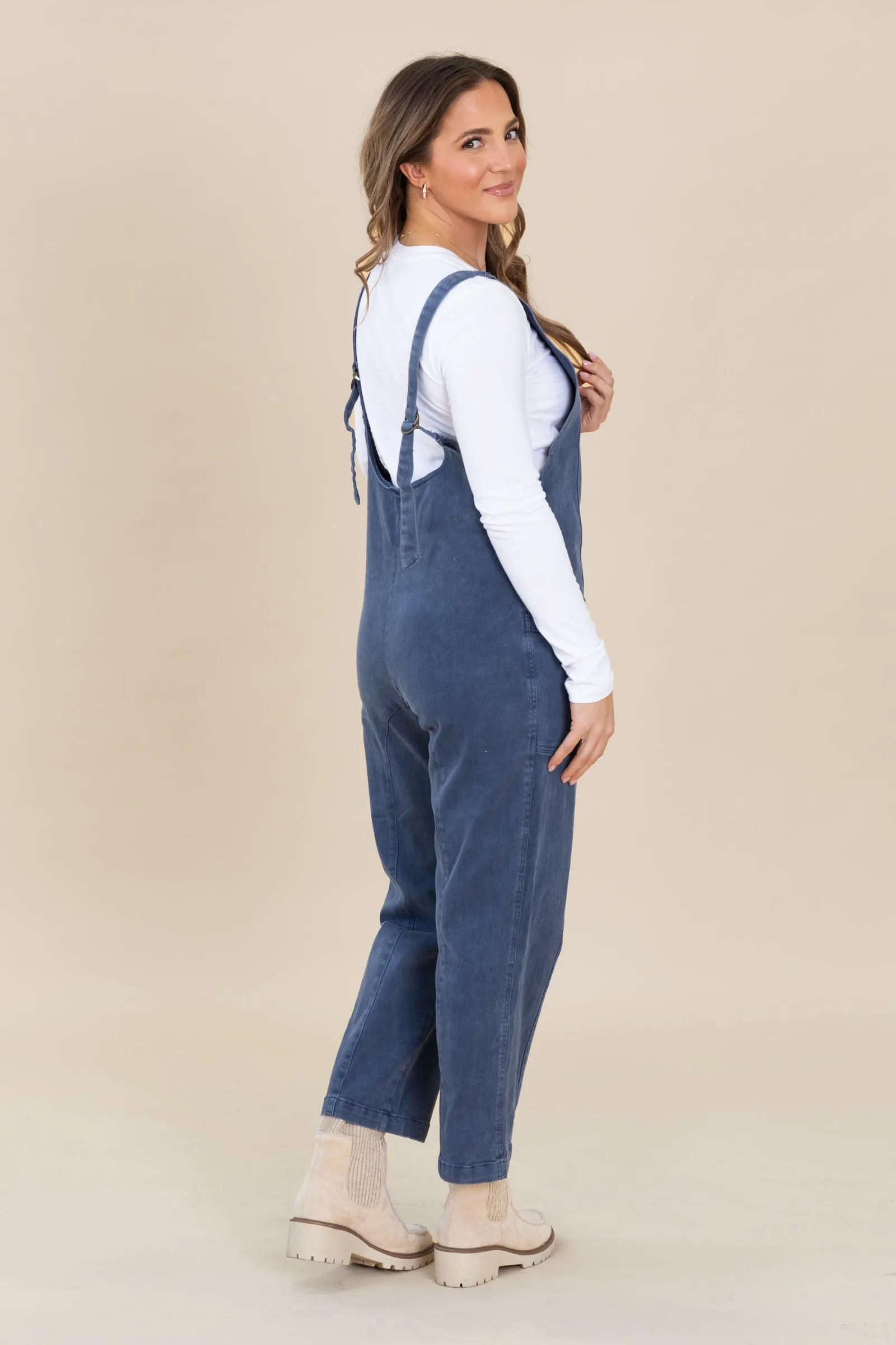 Casual Adjustable Strap Jumpsuit With Pockets