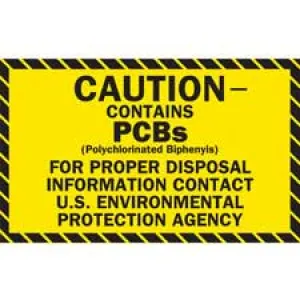 CAUTION CONTAINS PCBS (POLYCHLORINATED BIPHENYLS) Label