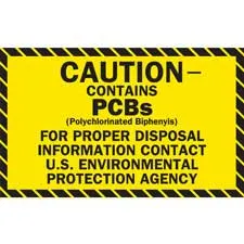 CAUTION CONTAINS PCBS (POLYCHLORINATED BIPHENYLS) Label