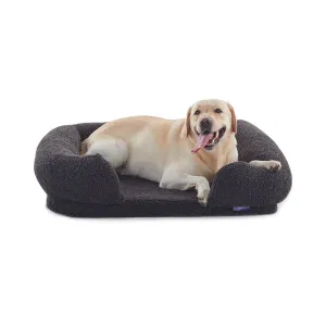 Charlie's Teddy Fleece Orthopedic Memory Foam Sofa Dog Bed with Bolster Charcoal Small