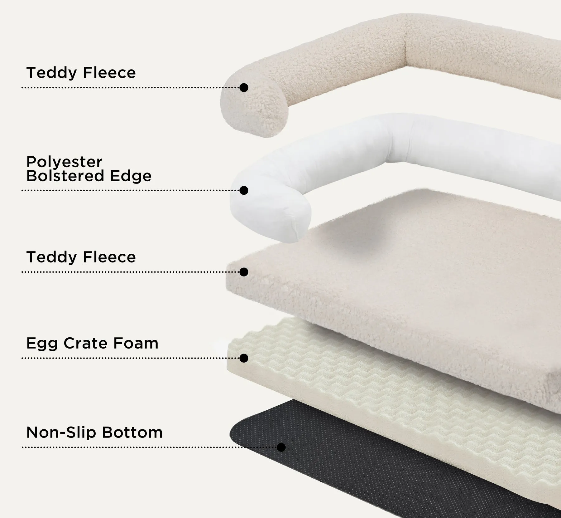 Charlie's Teddy Fleece Orthopedic Memory Foam Sofa Dog Bed with Bolster Cream Small