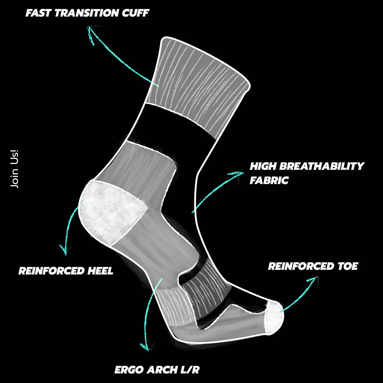 Chaussettes running Sporcks - MARATHON BLACK