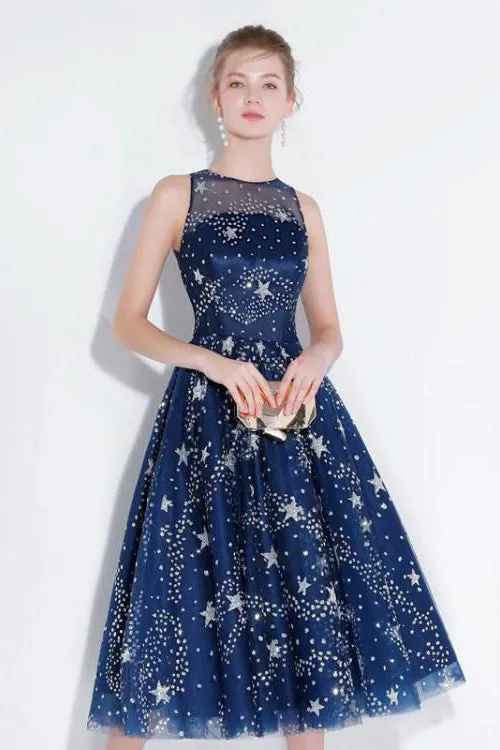 Chic Homecoming Dresses Stars A Line Lace Sparkly Short Prom Dress Party Dress Cocktail Dress OHM152