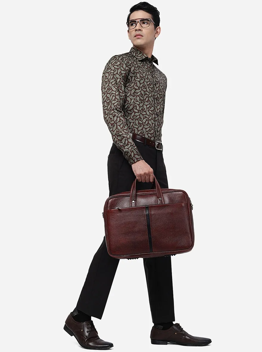 Coffee Brown Solid Slim Fit Formal Trouser | Greenfibre