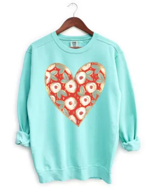 Comfort Colors Floral Heart Sweatshirt/ Gifts for Her/ DTF Printed Sweatshirt