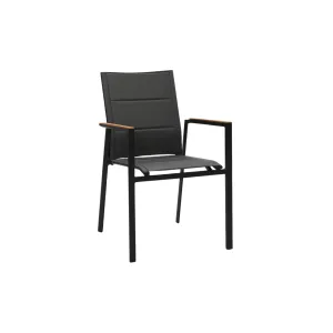 Copenhagen Outdoor Dining Chair - Charcoal Powder Coated Aluminium/Teak