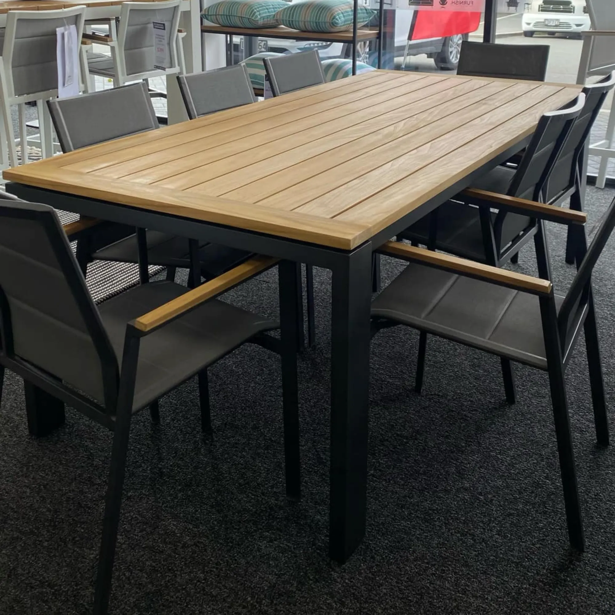 Copenhagen Outdoor Dining Chair - Charcoal Powder Coated Aluminium/Teak