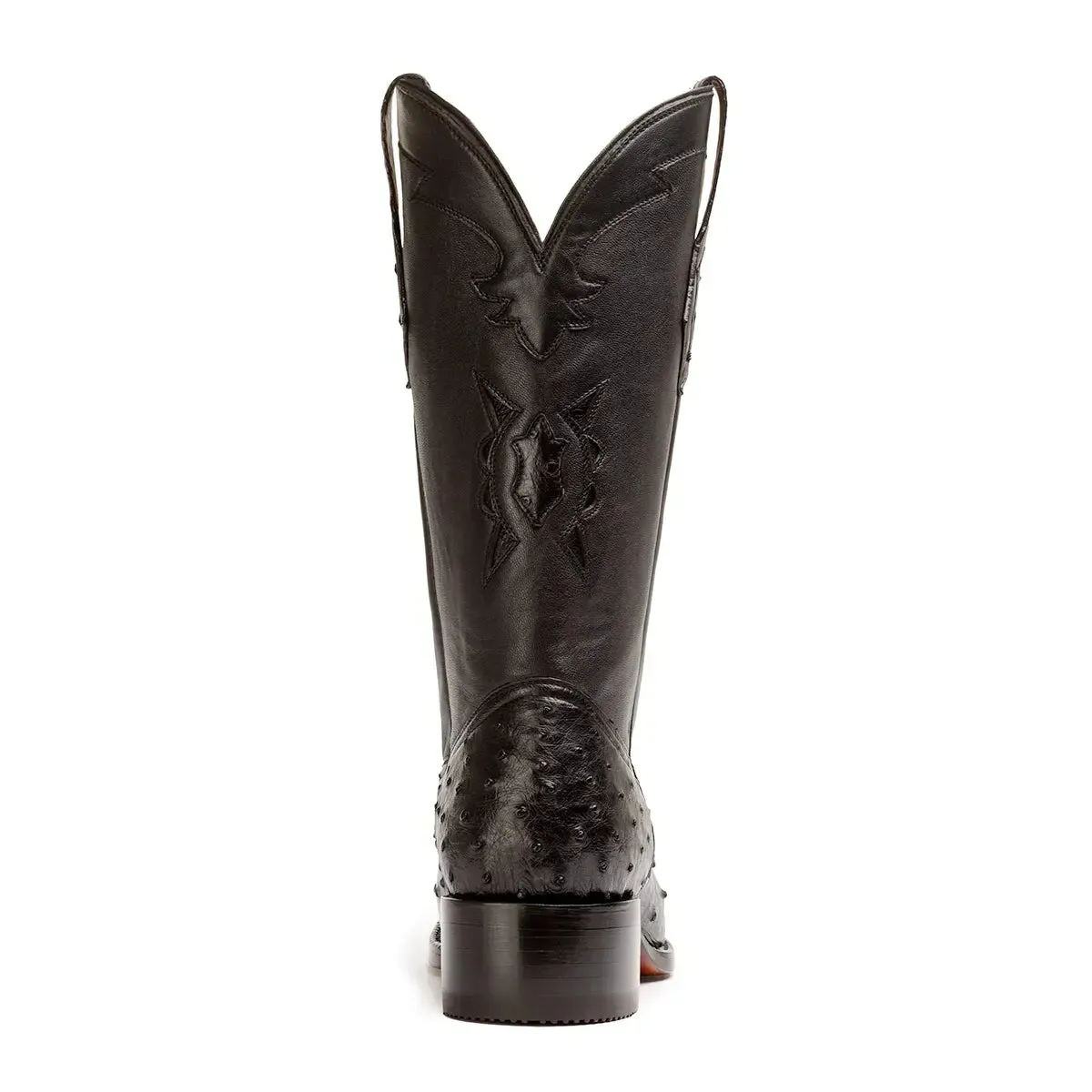 Cortez Full Quill Ostrich Spanish Toe Boot - Black