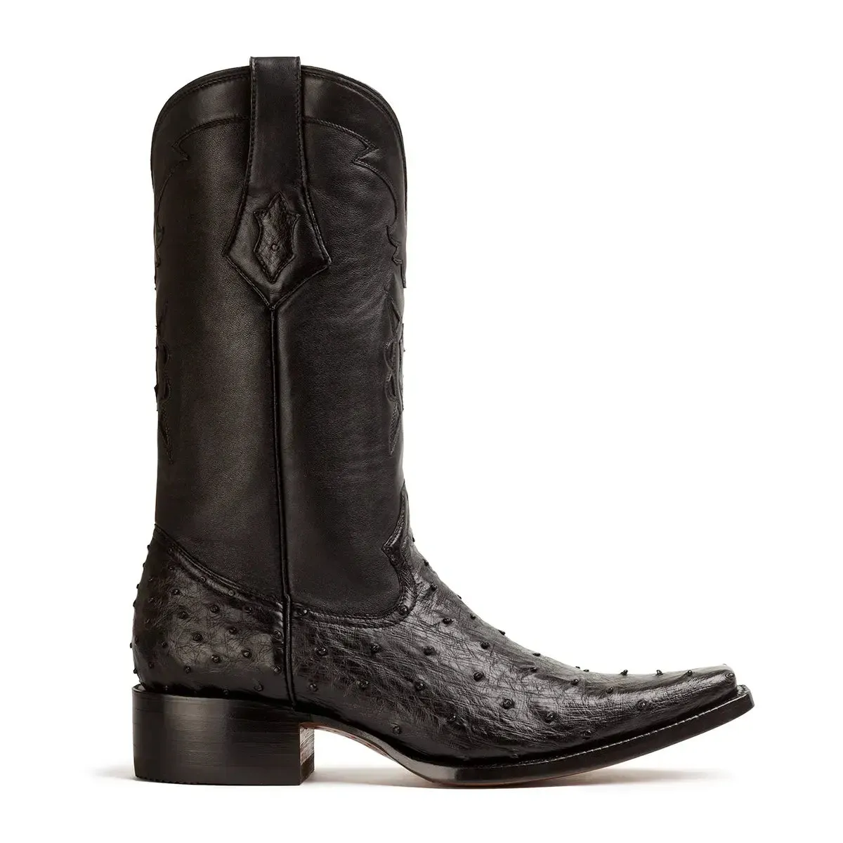 Cortez Full Quill Ostrich Spanish Toe Boot - Black