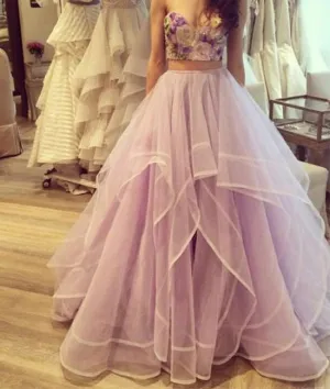 Custom Made Sweetheart Neck Two Pieces Prom Dresses, Formal Dresses