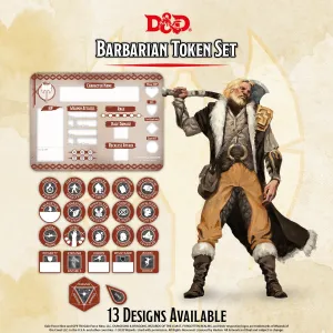 D&D RPG: Barbarian Token Set ( Player Board & 22 Tokens)