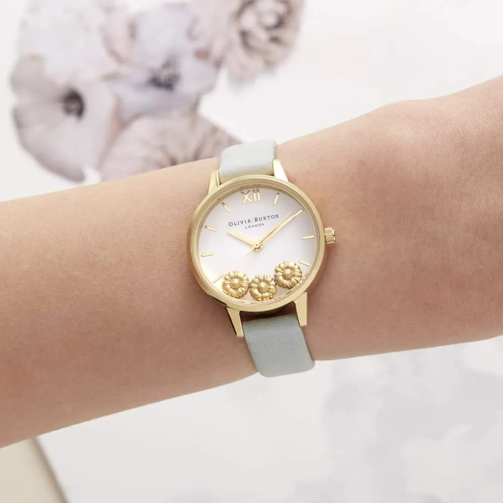 Dancing Daisy Midi Dial Sage and Gold Watch