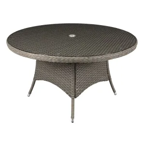 Dellonda Chester Rattan Wicker Outdoor Dining Table with Tempered Glass Top